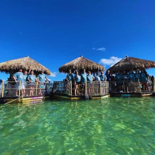 Group on floating cabins